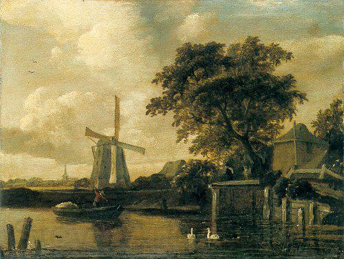 Meindert Hobbema Windmill at the Riverside Germany oil painting art